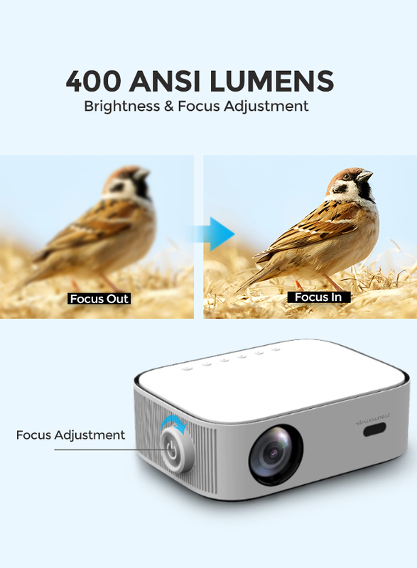 Wownect Projector 4k 500ANSI Lumens/ Screen Size 43-220 inch Native 1080p Full HD 2.4G/5G WiFi BluetoothAndroid Apps Miracast DLNA/Airplay SupportHome Theater Video Projector for Office, Classroom